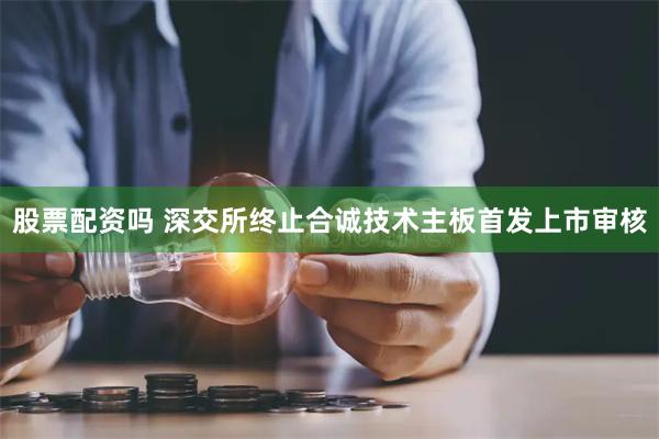 股票配资吗 深交所终止合诚技术主板首发上市审核