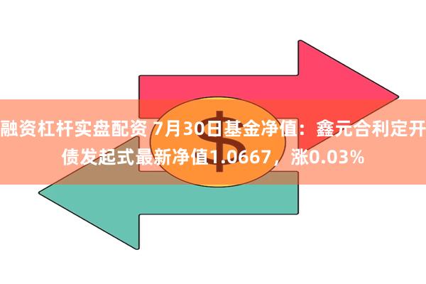 融资杠杆实盘配资 7月30日基金净值：鑫元合利定开债发起式最新净值1.0667，涨0.03%