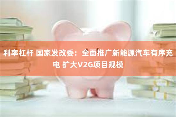 利率杠杆 国家发改委：全面推广新能源汽车有序充电 扩大V2G项目规模