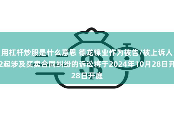 用杠杆炒股是什么意思 德龙镍业作为被告/被上诉人的2起涉及买卖合同纠纷的诉讼将于2024年10月28日开庭