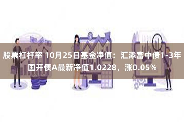 股票杠杆率 10月25日基金净值：汇添富中债1-3年国开债A最新净值1.0228，涨0.05%